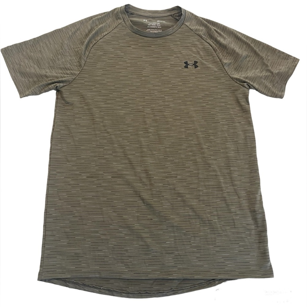 Under Armour Tech Tee Striped Dark Green Men’s Small Short Sleeve Athletic